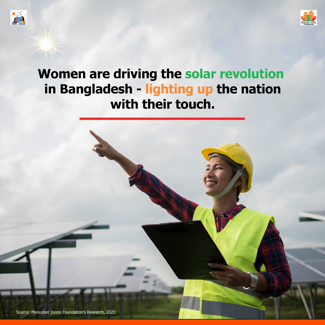 ☀️Women are driving the #solarpower revolution in Bangladesh - lighting up homes, lives, and the future with their powerful touch. Let’s recognize and amplify their #leadership in building a cleaner, greener nation. ☀️ 
#WomenInEnergy #EmpowerHer #RenewableEnergy #WEEProject #MJF