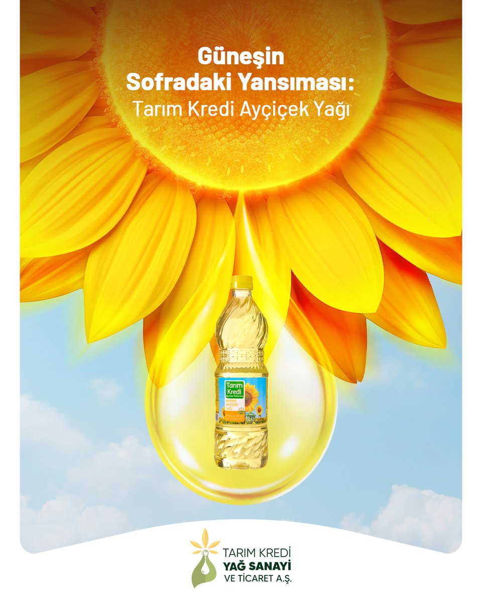Tarım Kredi ayçiçek yağıyla mutfağınızda güneş gibi parlayan tarifler hazırlayın. Hafifliğiyle yemeklerin tadını ön plana çıkarır, doğallığıyla içinizi rahatlatır. Her damlası özenli üretimin ve emeğin bir yansıması.

#TarımKrediYağ #TarımKrediGrubu