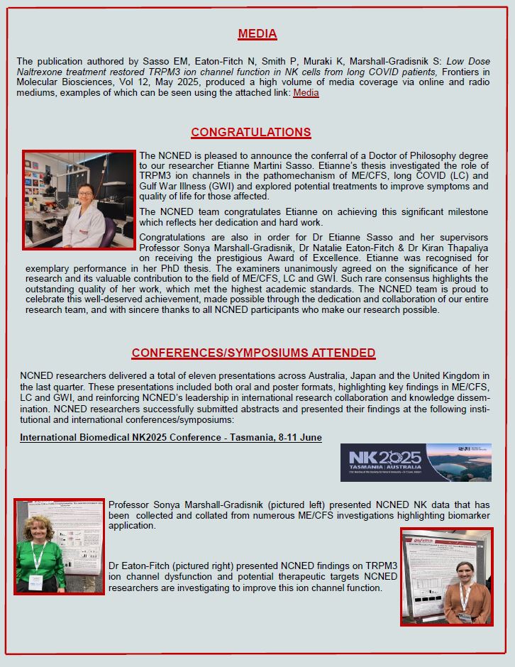 NCNEDResearch's tweet image. June Newsletter
The NCNED is pleased to release the latest edition of our newsletter (please see below). #MECFS, #longcovidpatients. #griffithhealth, #MEAction, #megroupaustralia, #GriffithUniversity, #pwlc