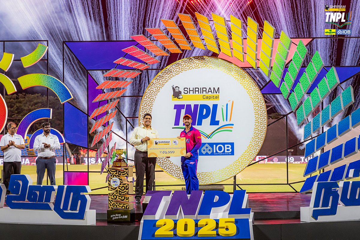 TNPremierLeague's tweet photo. 𝗖𝗲𝗹𝗲𝗯𝗿𝗮𝘁𝗶𝗻𝗴 𝘁𝗵𝗲 𝗰𝗵𝗮𝗺𝗽𝗶𝗼𝗻𝘀 – the TNPL 2025 tournament award winners! 💪

#TNPL #TNPL2025 #TNPLFinal #NammaOoruNammaGethu https://t.co/24uhchkBRA