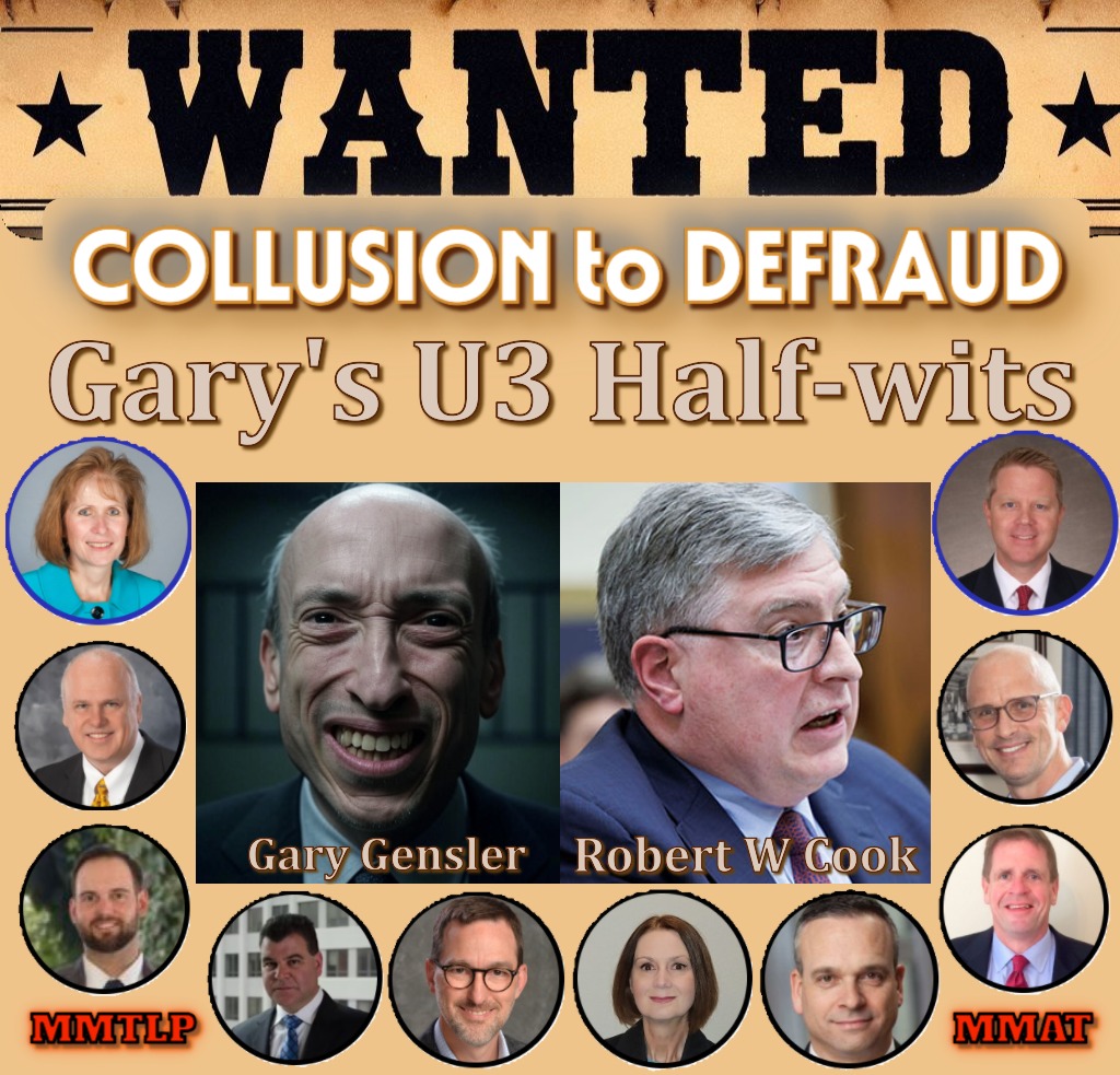 JamessemaJ51927's tweet photo. 🚨ARREST Gary Gensler, Robert Cook & the #U3halt gang!
#FINRAFraud led 65,000 victims to the SLAUGHTER!
#FINRACollusion with CRIMINAL BD/SHFs to DEFRAUD investors using incorrectly drafted Corporate Action Notices! Congress demanded an #MMTLP #AuditedShareCount. Gensler REFUSED‼️