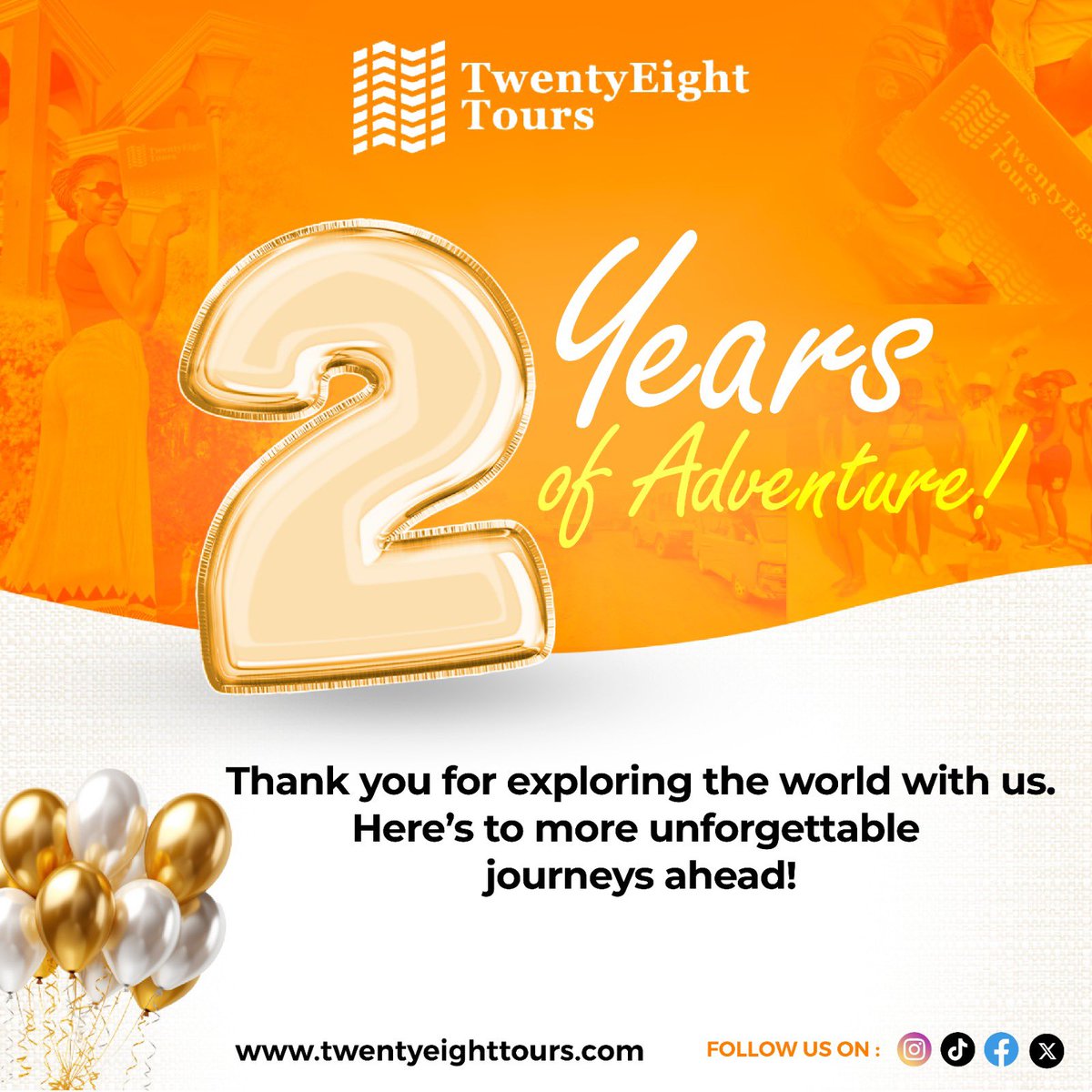 TwentyEight Tours makes 2 years of curating enriching travel experiences for our clients 🎊

Thank you for the trust and support you’ve offered us for without it, we couldn’t have made it 💯. 

A toast to more meaningful travel adventures 🥂