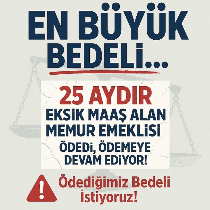 ♦️Emekli Memura SEYYANEN hakkı verilmeyişinin üzerinden tam 24 ay geçti bu hiç #KolayDeğil
♦️Seyyaneni #EmekliMemur a vermemek için kanunlar <a href="/Akparti/">AK Parti</a> ve <a href="/MHP_Bilgi/">MHP</a> ile <a href="/tcbestepe/">T.C. Cumhurbaşkanlığı</a> tarafından 375/40 KHK ile çiğnendi
♦️Cumhurbaşkanı <a href="/RTErdogan/">Recep Tayyip Erdoğan</a> Sözünü yapmadı
♦️Adaletsizlik diz boyu