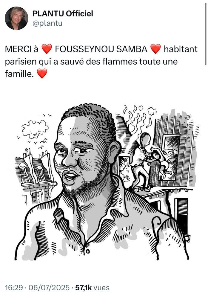 ogamashiyo's tweet image. Fousseynou Samba, un vrai héros du quotidien. Sans cape, mais avec un immense courage. Merci à lui d’avoir sauvé des vies au péril de la sienne. 👏❤️ #Héros #Courage #solidarite
