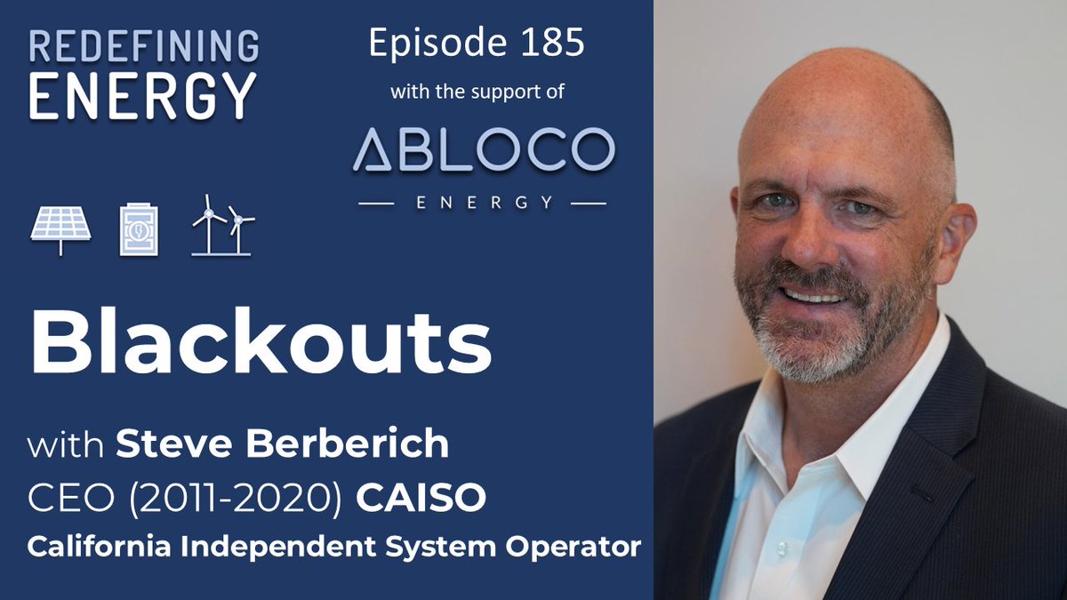 Redef_Energy's tweet image. 🎙️Ep185. Blackouts
#applepodcast podcasts.apple.com/gb/podcast/red…
#spotify open.spotify.com/show/4FDIRo16s…
@gerardreid14 and @MegaWattXinfo welcome
Steve Berberich, CEO @California_ISO (2011-2020) to discuss Blackouts.