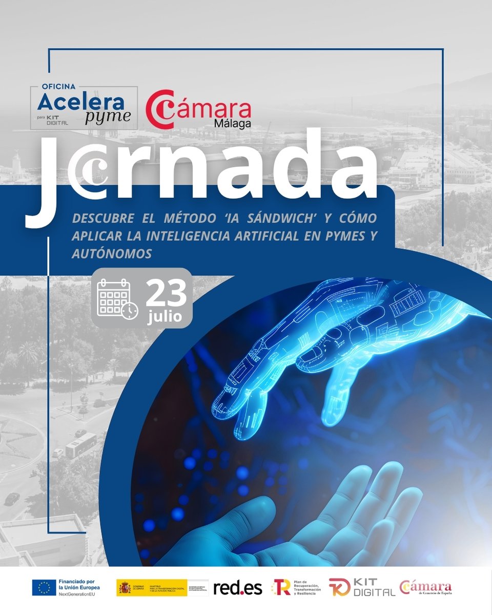 📲 ¡Conoce el método ''IA Sándwich''...! Nueva jornada presencial para tu negocio en tu Oficina #AceleraPyme para #KitDigital!

Aplicar la #IA en tu negocio es algo imprescindible...👉 Este julio hemos preparado esta jornada, dirigida a #pymes y #autónomos.

📌 23/07: Descubre el