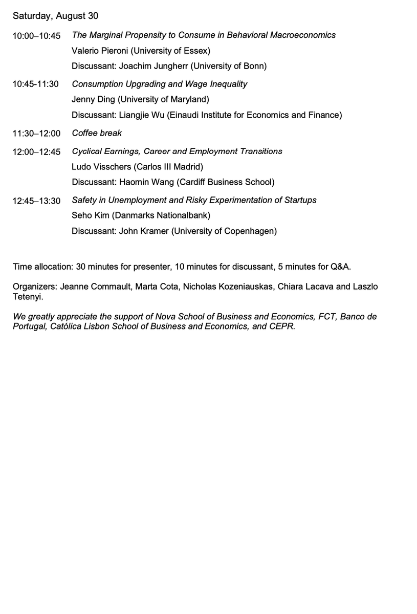 Lisbon Macro Workshop (@lisbonmacro) on Twitter photo 📢 Excited to announce the program for the Lisbon Macro Workshop 2025, taking place August 29–30 at Nova School of Business and Economics
📍 Lisbon
📅 Aug 29–30
🔗 nw.ax/l2U
Nic Kozeniauskas, Laszlo Tetenyi, <a href="/joj_como/">Jeanne Commault</a> <a href="/MartaCota/">Marta Cota</a> <a href="/chiaralac/">Chiara Lacava</a> 📢 Excited to announce the program for the Lisbon Macro Workshop 2025, taking place August 29–30 at Nova School of Business and Economics
📍 Lisbon
📅 Aug 29–30
🔗 nw.ax/l2U
Nic Kozeniauskas, Laszlo Tetenyi, <a href="/joj_como/">Jeanne Commault</a> <a href="/MartaCota/">Marta Cota</a> <a href="/chiaralac/">Chiara Lacava</a>
