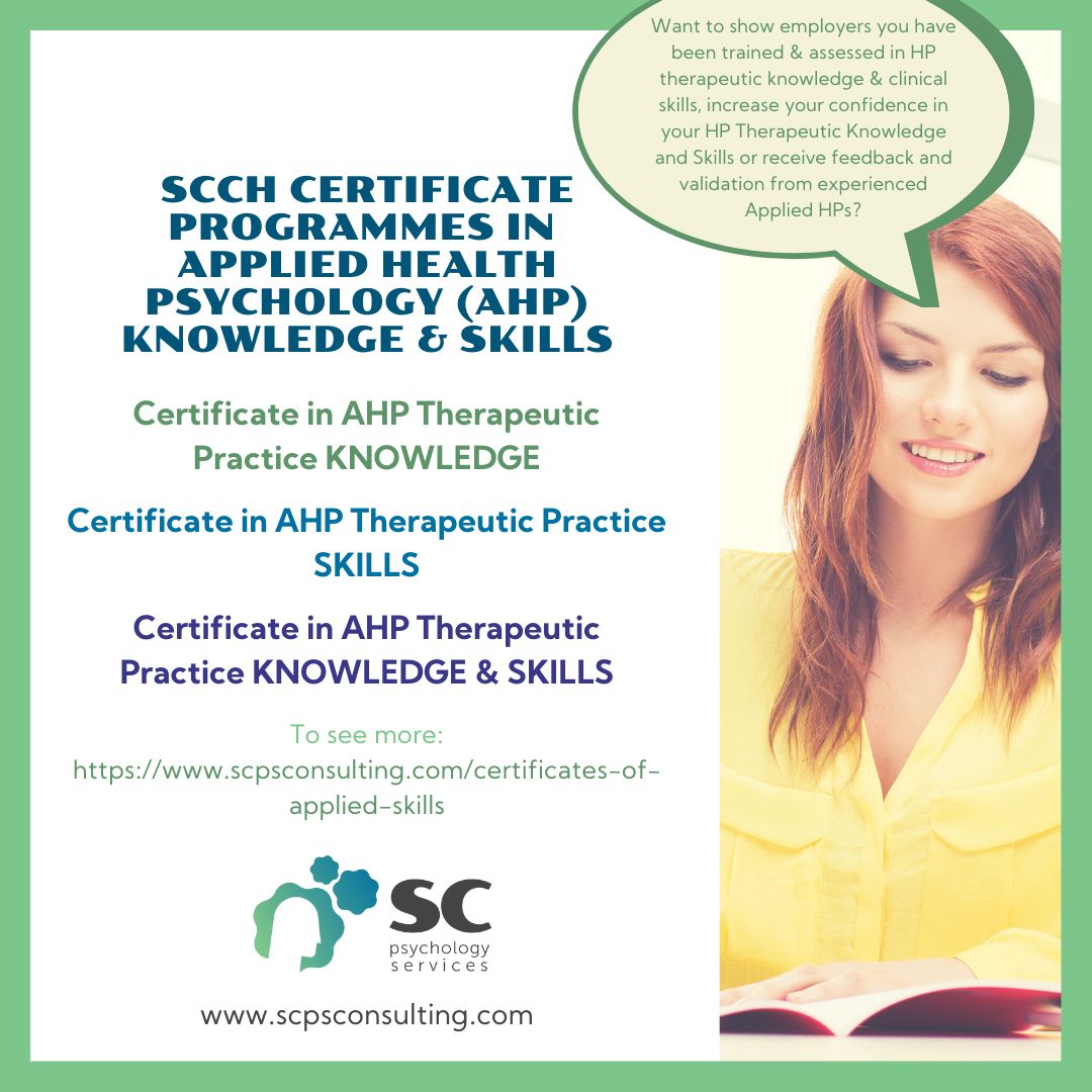 With new content and tasks, complete our SCPS Certificate in Applied Health Psychology Knowledge &amp; Skills training programme to give you a foundation in therapeutic practice and support your career in applied health psychology. For more info, visit: buff.ly/Q1ZdNhk