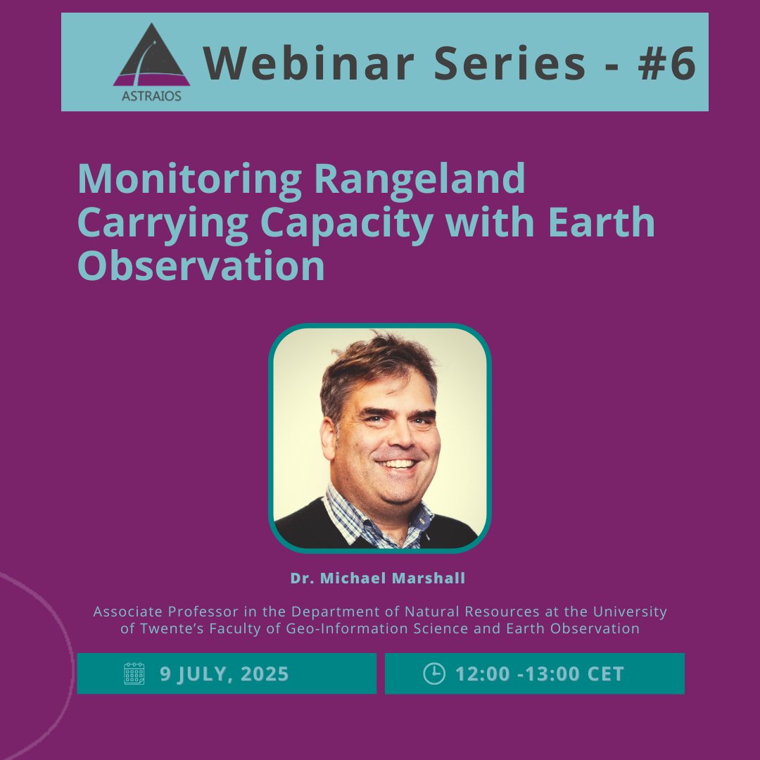 🌍New ASTRAIOS Webinar!
 9 July | 12:00–13:00 CET
✨Learn how EO &amp; Sentinel-3 help monitor rangeland sustainability in Africa.
🔸Dr. Michael Marshall | University of Twente
 🔗 Register here: events.teams.microsoft.com/event/12c0ee1a…
#ASTRAIOS #HorizonEurope #Hadea #EarthObservation <a href="/EU_HaDEA/">HaDEA</a>