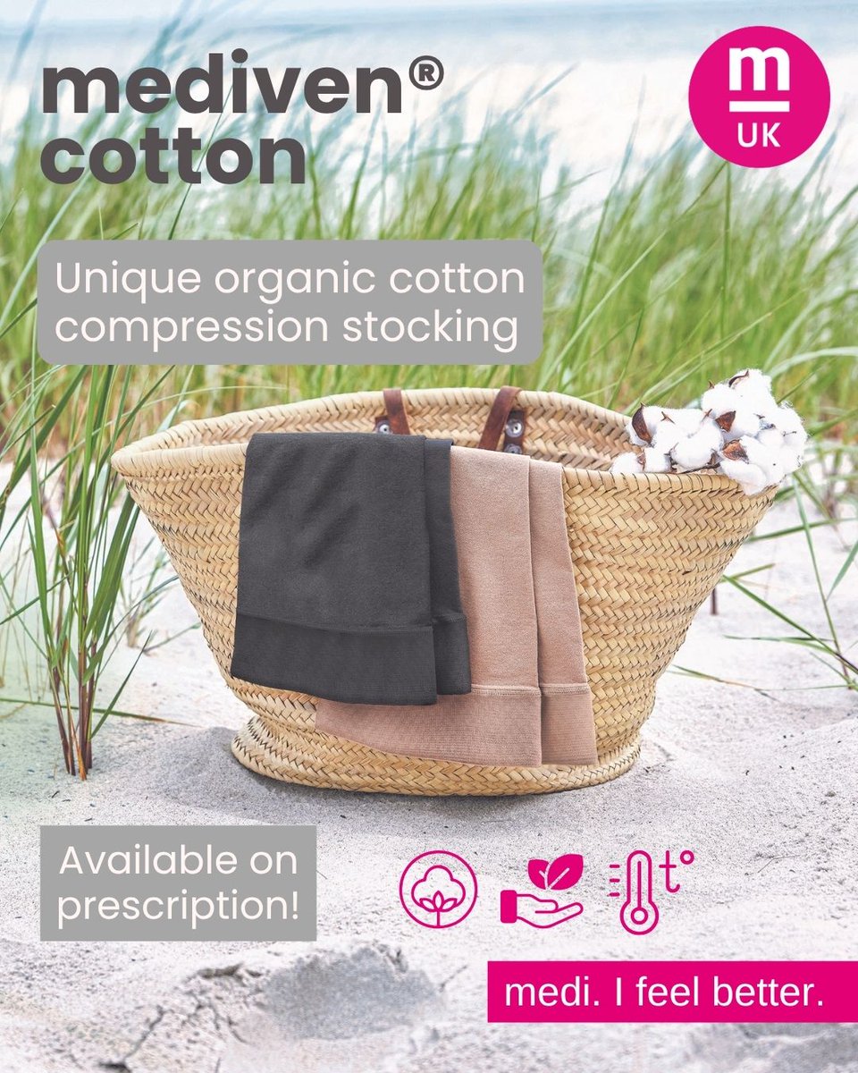 mediUKLtd's tweet image. mediven cotton is soft, breathable and 𝘄𝗶𝗰𝗸𝘀 𝗮𝘄𝗮𝘆 𝗮𝗻𝘆 𝘀𝘄𝗲𝗮𝘁 from the skin to the surface of the garment, where it evaporates, allowing heat to escape to help you stay cooler. It is available on prescription or via our webshop.

#compression #compressionsocks