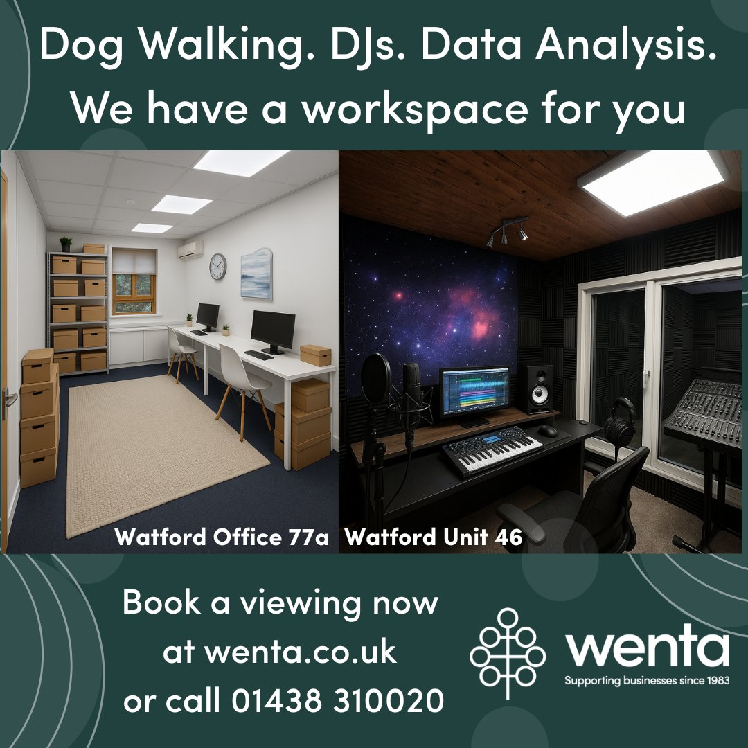 Wenta - Socially enterprising since 1983. (@thewentagroup) on Twitter photo Need an office in Watford? 
From 1-2 person offices to bigger units with private meeting rooms, your own kitchen and toilets – we have got you covered whether you are a solo founder or an expanding team.
📍 Come take a look: Book a tour on 01923 247373 or watford@wenta.co.uk Need an office in Watford? 
From 1-2 person offices to bigger units with private meeting rooms, your own kitchen and toilets – we have got you covered whether you are a solo founder or an expanding team.
📍 Come take a look: Book a tour on 01923 247373 or watford@wenta.co.uk