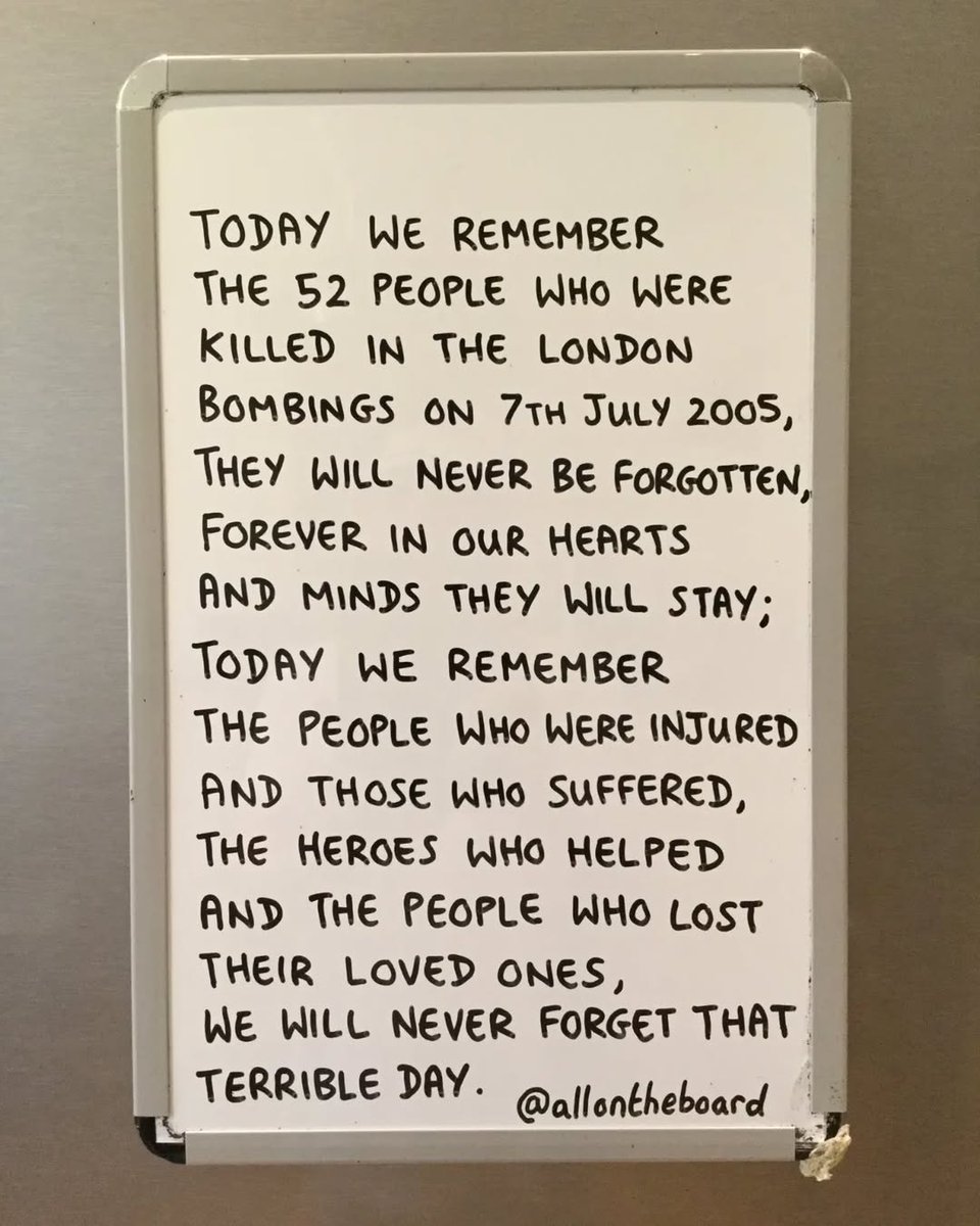 NHS London (@nhsenglandldn) on Twitter photo Today, we mark 20 years since the 7/7 attacks.
We remember the 52 people who lost their lives and pay tribute to all the NHS staff and emergency services who provided care to those injured and affected.
🎨 <a href="/allontheboard/">All On The Board</a> Today, we mark 20 years since the 7/7 attacks.
We remember the 52 people who lost their lives and pay tribute to all the NHS staff and emergency services who provided care to those injured and affected.
🎨 <a href="/allontheboard/">All On The Board</a>