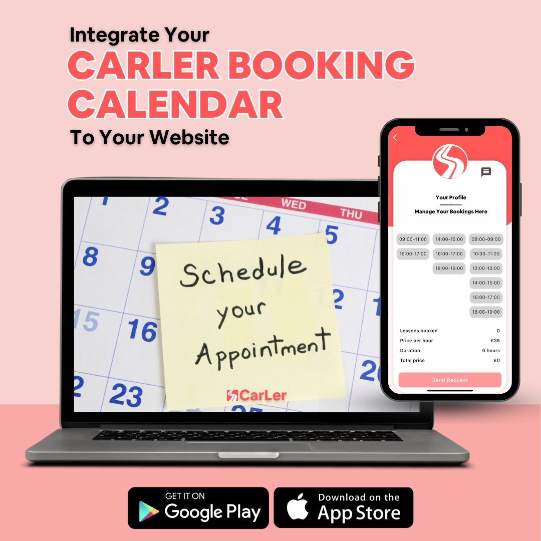 CarLeruk's tweet photo. Want to make it easier for clients to book with you? Add the CarLer Booking Calendar to your website and start accepting appointments 24/7 — no calls, no hassle. Download now👉 https://t.co/Fif38OSLFM #SmartBooking #CarlerApp #UKDriving #LearnerDrivers #DrivingTestReady https://t.co/MyQUgooKn9