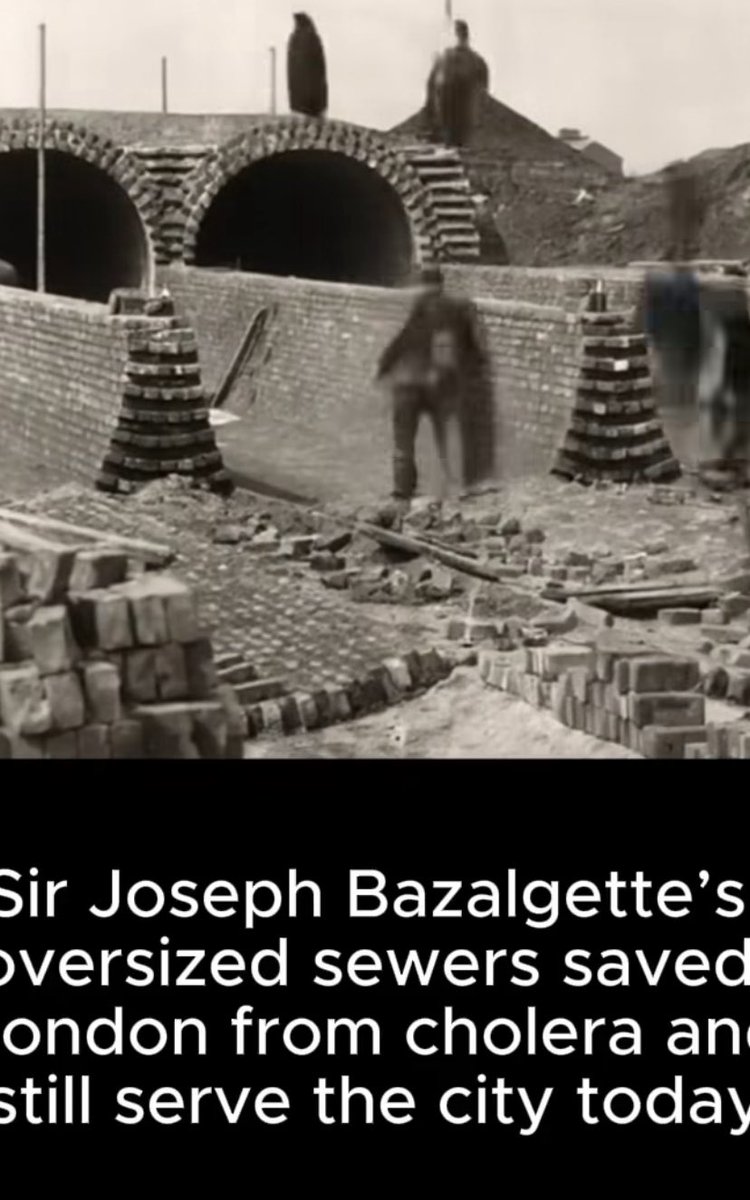 1901gennelm's tweet image. Thought for today !
The Victorian brick-lined tunnels are still part of London's current sewer system. Thatβs partly because Bazalgette insisted on building tunnels far larger than were originally needed, anticipating the growth of the city.