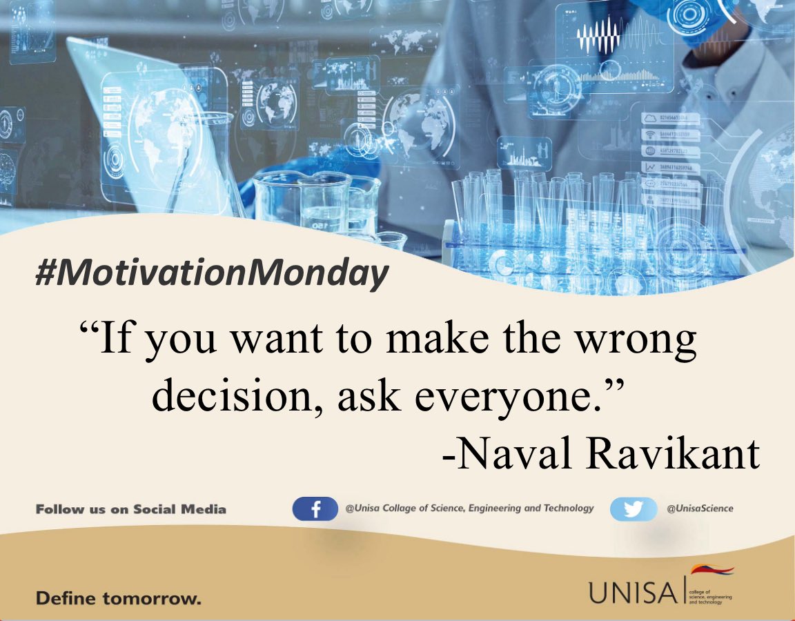 UnisaCSET's tweet image. #MotivationMonday #UNISA #CSET
#Unisa150andBeyond