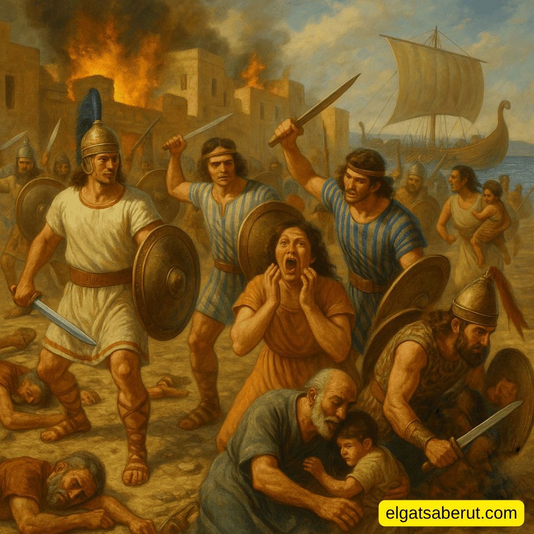 Durant el segle XII a.n.e. diversos pobles originaris de les costes i illes mediterrànies van arrasar la part occidental del Pròxim Orient. Com que hi van arribar principalment en vaixells, els historiadors els anomenen 'pobles de la mar'. Els orígens dels pobles de la mar, nom