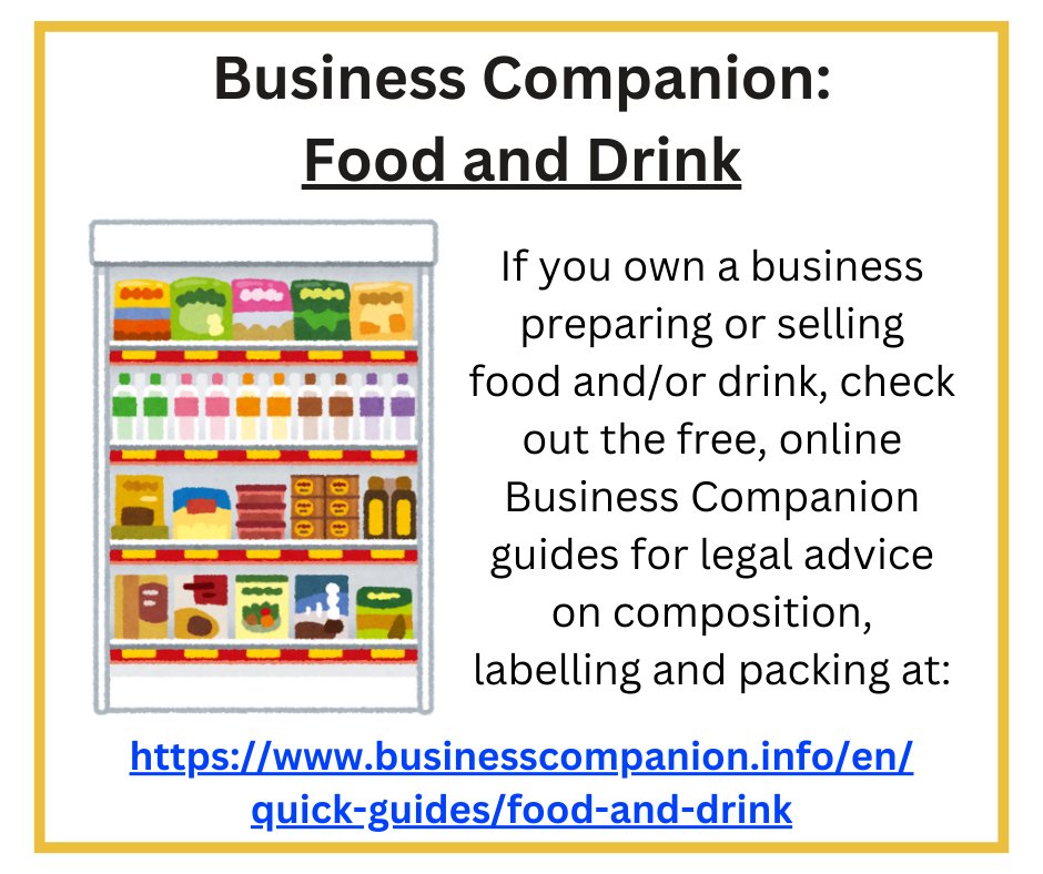 Trading Standards Service-Hampshire County Council (@officialhantsts) on Twitter photo Business Companion is a free online resource, giving legal guidance to businesses. For help and advice about preparing and selling food and drink, please see: businesscompanion.info/en/quick-guide…. Business Companion is a free online resource, giving legal guidance to businesses. For help and advice about preparing and selling food and drink, please see: businesscompanion.info/en/quick-guide….