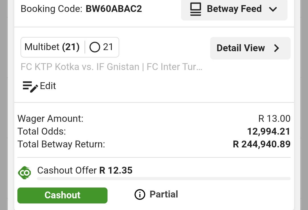 Betway 🇿🇦 🔞 
BW60ABAC2
Less Risk again guys