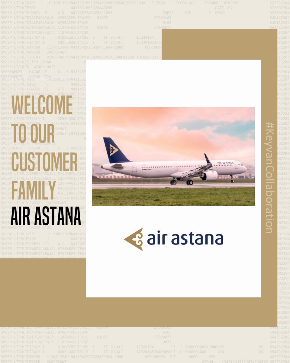 Welcome to our customer family Air Astana  ✈️ 
Central Asia’s Award-Winning Airline Chooses KEYVAN. A 5-year service agreement has been signed between Kazakhstan’s flag carrier Air Astana and KEYVAN Aviation.
KEYVAN’s meticulous approach to data production, commitment to quality