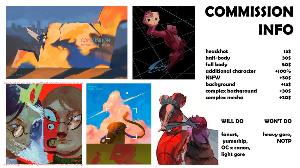 sizu_paolo's tweet image. I'm opening commissions again!
for any further information contact me in DMs here or on Tumblr