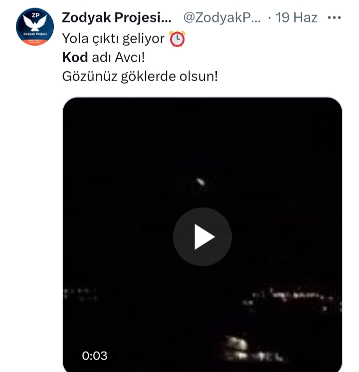 Avcı geldi!
Sırada kod adı Dinamit ⌛
Gözünüz göklerde olsun ⚠️ 

Kısa süre içerisinde de yer tepkisi de meydana gelecektir.
(5.0M+)