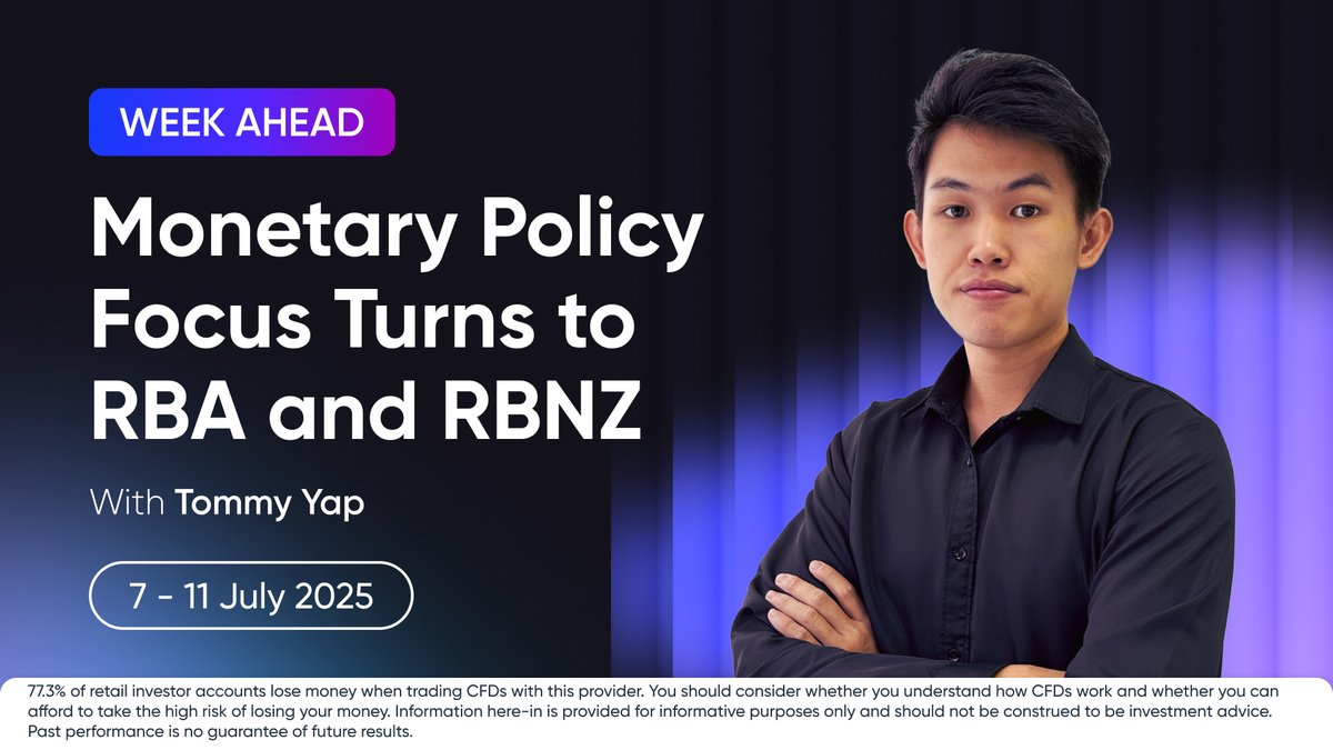 📢 The Eurozone will release its Retail Sales YoY for May, expected to slow to 1.5% from 2.3% due to base effects and weak consumer demand. The RBA is expected to cut its cash rate by 25bps to 3.60%...

Read here to learn more 🔗 markets.com/news/week-ahea…