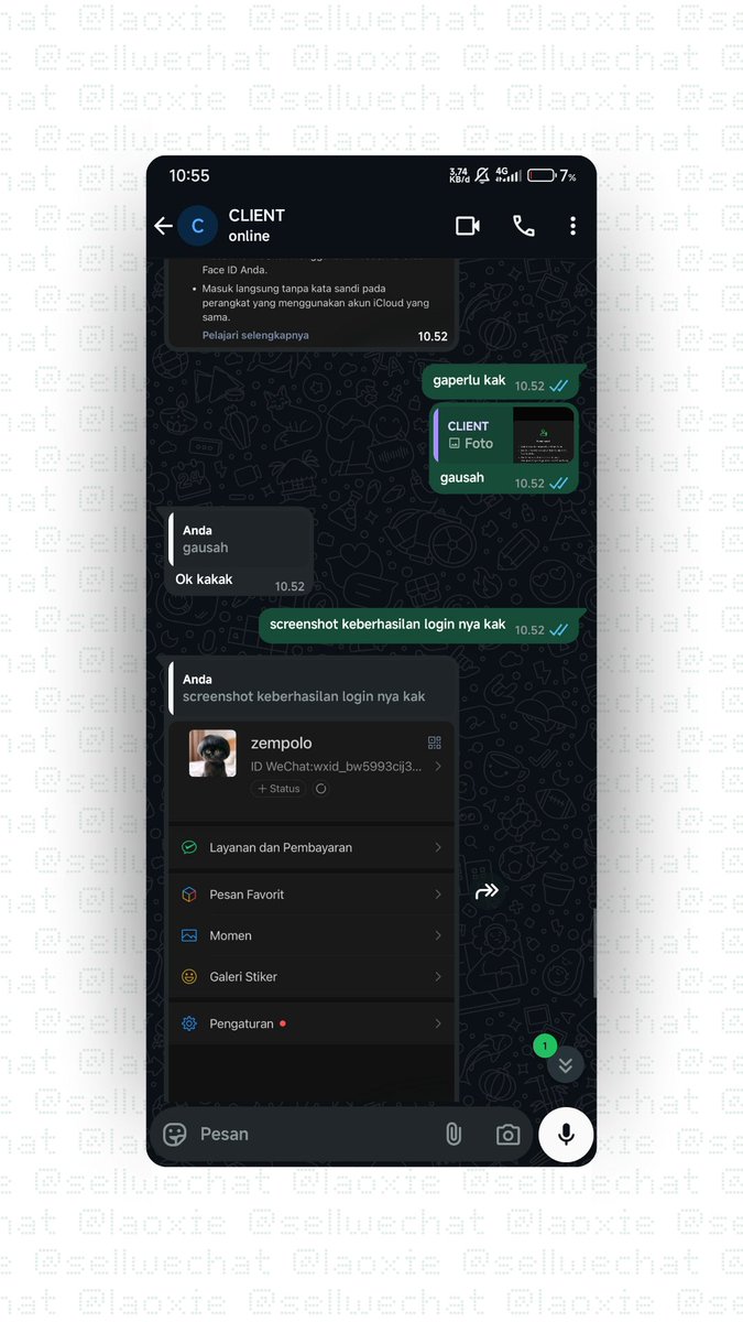 xztcnt's tweet image. Terima kasih atas kepercayaannya @marcelloouu_!
Layanan pembelian akun WeChat cepat, aman, &amp;amp; terpercaya 💯
Proses mudah, support responsif, &amp;amp; siap bantu kapan saja!

Mau akun WeChat aktif tanpa ribet?
Langsung DM kami sekarang! 🚀

#BeliAkunWeChat #WeChatSupport #LayananDigital