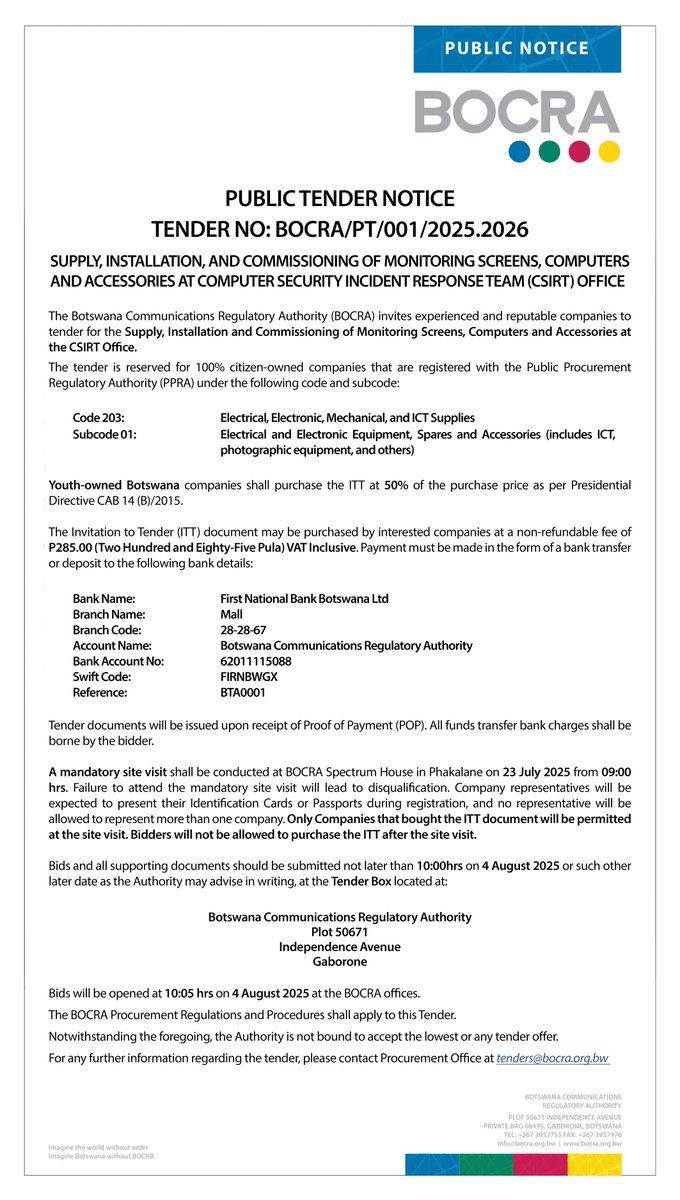 𝗣𝗨𝗕𝗟𝗜𝗖 𝗧𝗘𝗡𝗗𝗘𝗥 𝗡𝗢𝗧𝗜𝗖𝗘

#𝗕𝗢𝗖𝗥𝗔