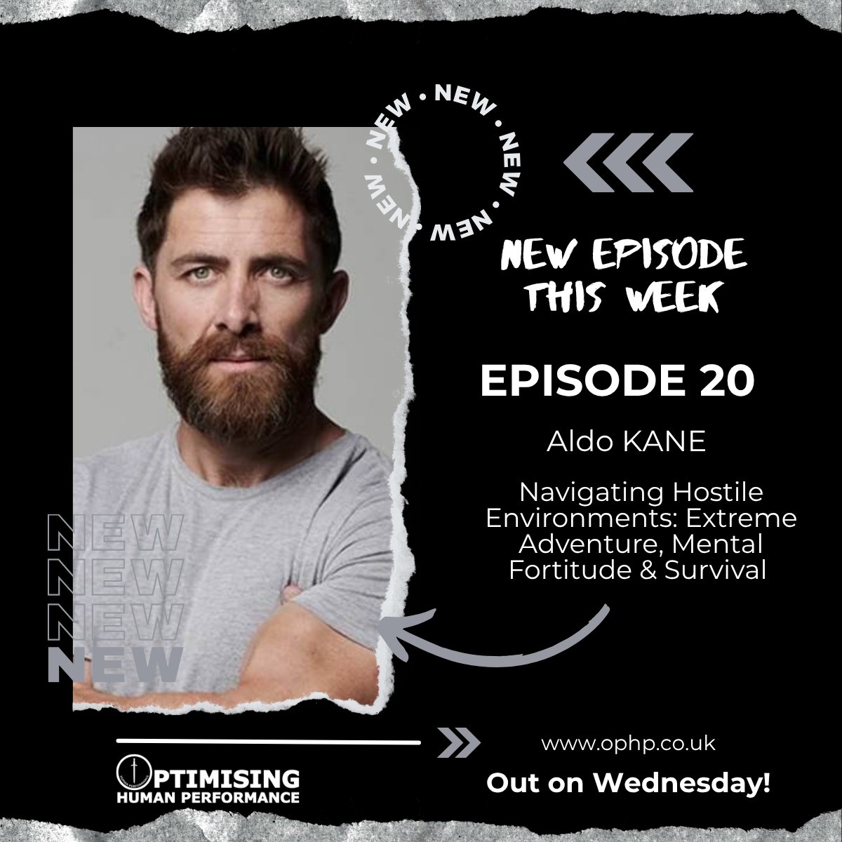 This week on the podcast: 
The second-best beard to appear on the Optimising Human Performance podcast, world record-breaking adventurer, TV star and all-around good guy - Aldo Kane!. A must-listen for anyone interested in adventure &amp; resilience.
Download from Wednesday!