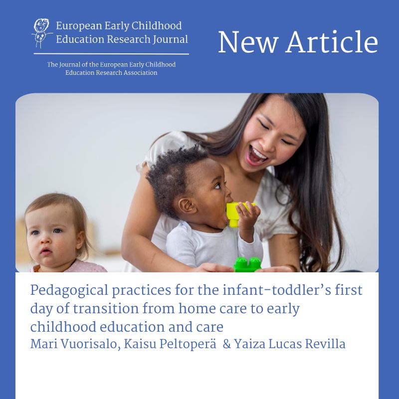 EECERA (@eecera) on Twitter photo 📄 New article in the EECERJ: 
Pedagogical practices for the infant-toddler’s first day of transition from home care to early childhood education and care
Mari Vuorisalo, Kaisu Peltoperä  & Yaiza Lucas Revilla
tandfonline.com/doi/full/10.10…
#AcademicResearch #JournalArticle 📄 New article in the EECERJ: 
Pedagogical practices for the infant-toddler’s first day of transition from home care to early childhood education and care
Mari Vuorisalo, Kaisu Peltoperä  & Yaiza Lucas Revilla
tandfonline.com/doi/full/10.10…
#AcademicResearch #JournalArticle