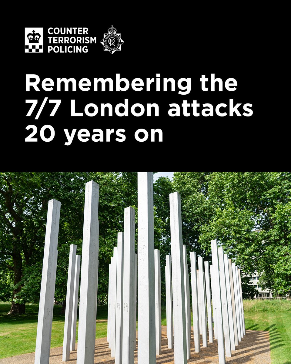 Today marks the 20th anniversary of the London terror attacks on 7th July 2005. Gloucestershire Constabulary pay tribute to the 52 lives that were tragically lost that day.
We continue to remember them, the first responders and everyone affected by those terrible events.