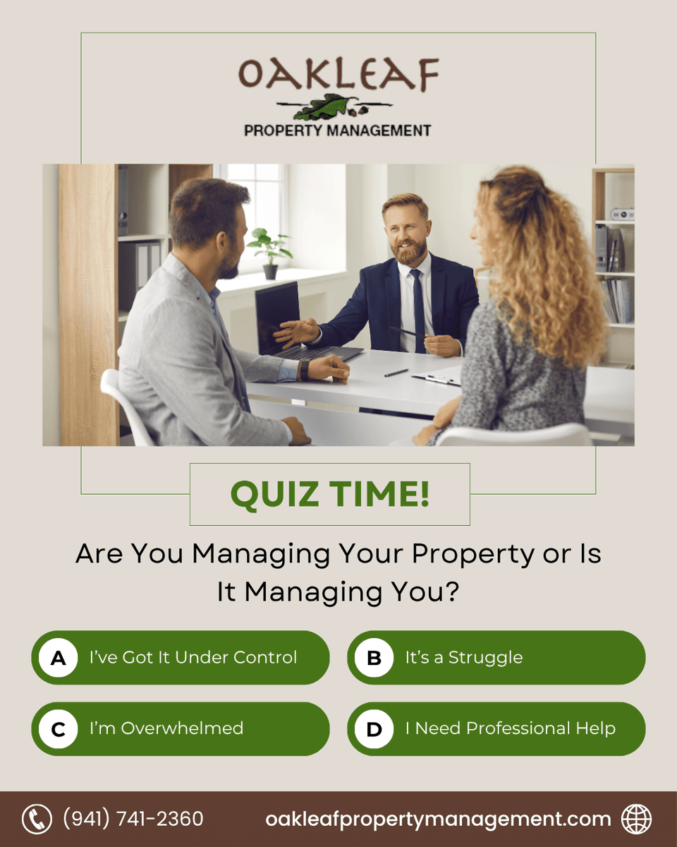 OakleafPM's tweet photo. 🏠 Is managing your property feeling like full-time job?

📞 Call us today: (941) 741-2360
🌐 Visit: https://t.co/l7F4yHNnyK

#OAKLEAFPropertyManagement #PalmettoRentals #ManateeProperties #ClearwaterLandlords #PinellasRealEstate #PropertyManagement #LandlordSupport #ExplorePage https://t.co/fV9kDxnPOo