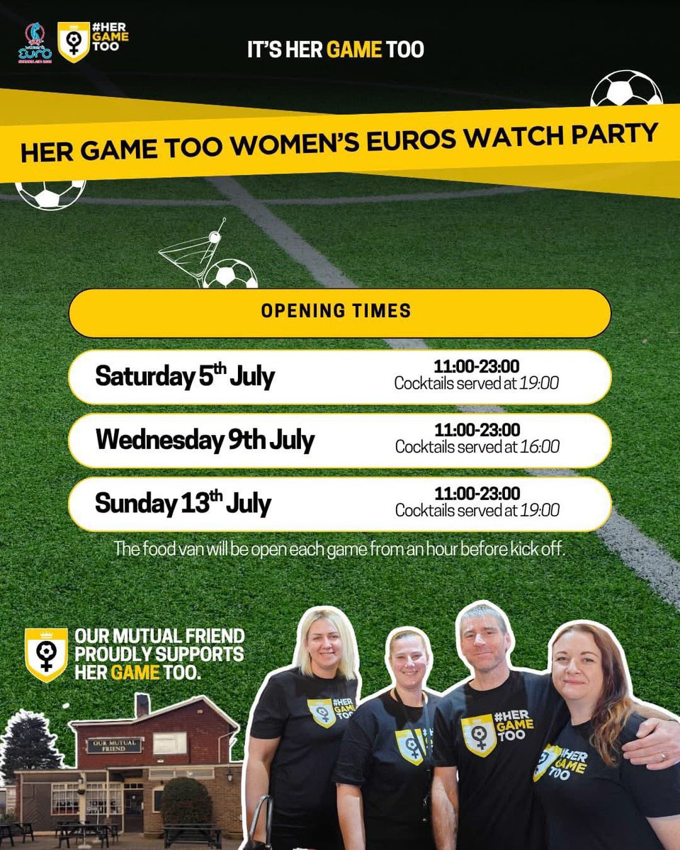 beckycanfield's tweet photo. We go again on Wednesday! Come down to #ourmutfriend #stevenage to support the Lionesses. Receive a complimentary cocktail or mocktail and join the @HerGameToo watch party #WomensEuro2025 #craftunion #Lionesses https://t.co/1mL7UyhE5o