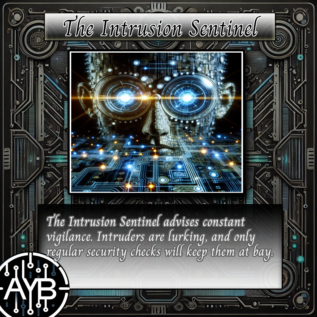 PentestProphet's tweet image. Today&apos;s pentest tarot card: &quot;The Intrusion Sentinel&quot;

Stay vigilant: Monitor your network, contact us at ayb.ad
#TheIntrusionSentinel #CyberVigilance #NetworkMonitor #IntruderAlert #CyberSecurity