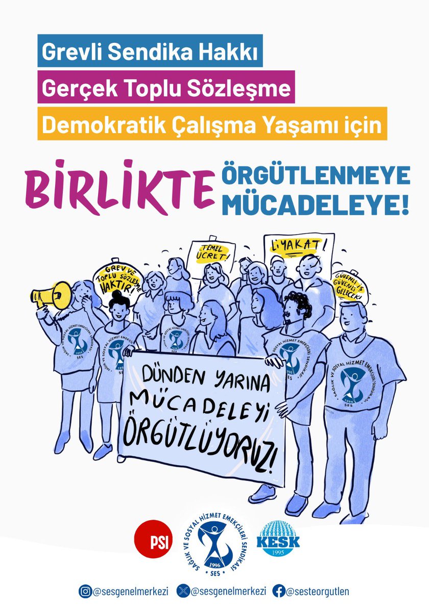 📢8. Dönem Toplu Sözleşme Taleplerimizi yayınladık!

❗️Grevli Sendika Hakkı
❗️Gerçek Toplu Sözleşme
❗️Demokratik Çalışma Yaşamı için

Birlikte Örgütlenmeye, Mücadeleye!

Toplu Sözleşme taleplerimiz, afiş ve bildirilerimiz için⬇️⬇️⬇️
ses.org.tr/2025/07/ses-20…