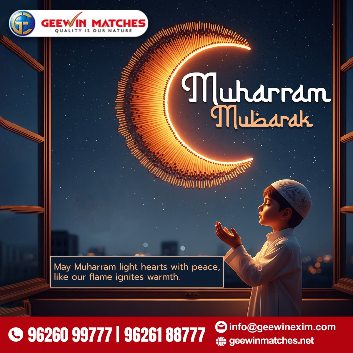 GeewinM's tweet photo. 🕯️Glowing with Remembrance – Muharram Mubarak from Geewin Matches 🌙
Website:https://t.co/9aQitPN2PE

#GeewinMatches #MuharramMubarak  #IslamicNewYear #MatchboxDesign #SouthIndiaExports #LongStickMatches #KitchenMatches #WaxMatches #MatchstickArt #MatchboxCraft #CrescentLight https://t.co/yJLWkHYAaN
