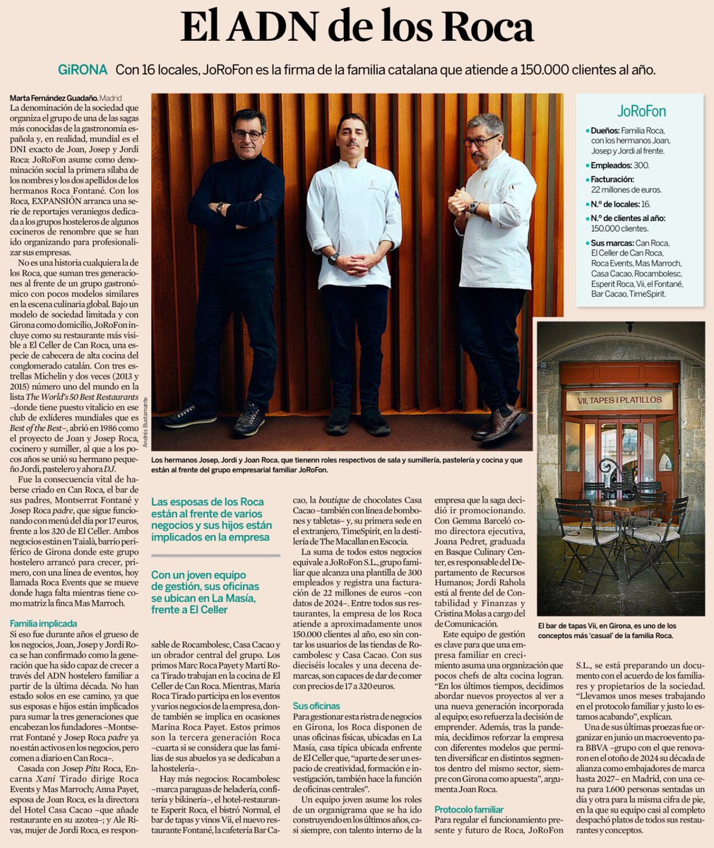 EL ADN de los #Roca  … <a href="/expansioncom/">expansioncom</a>  <a href="/CanRocaCeller/">El Celler de Can Roca</a> <a href="/elmundoes/">EL MUNDO</a> #DirectivosEnVerano