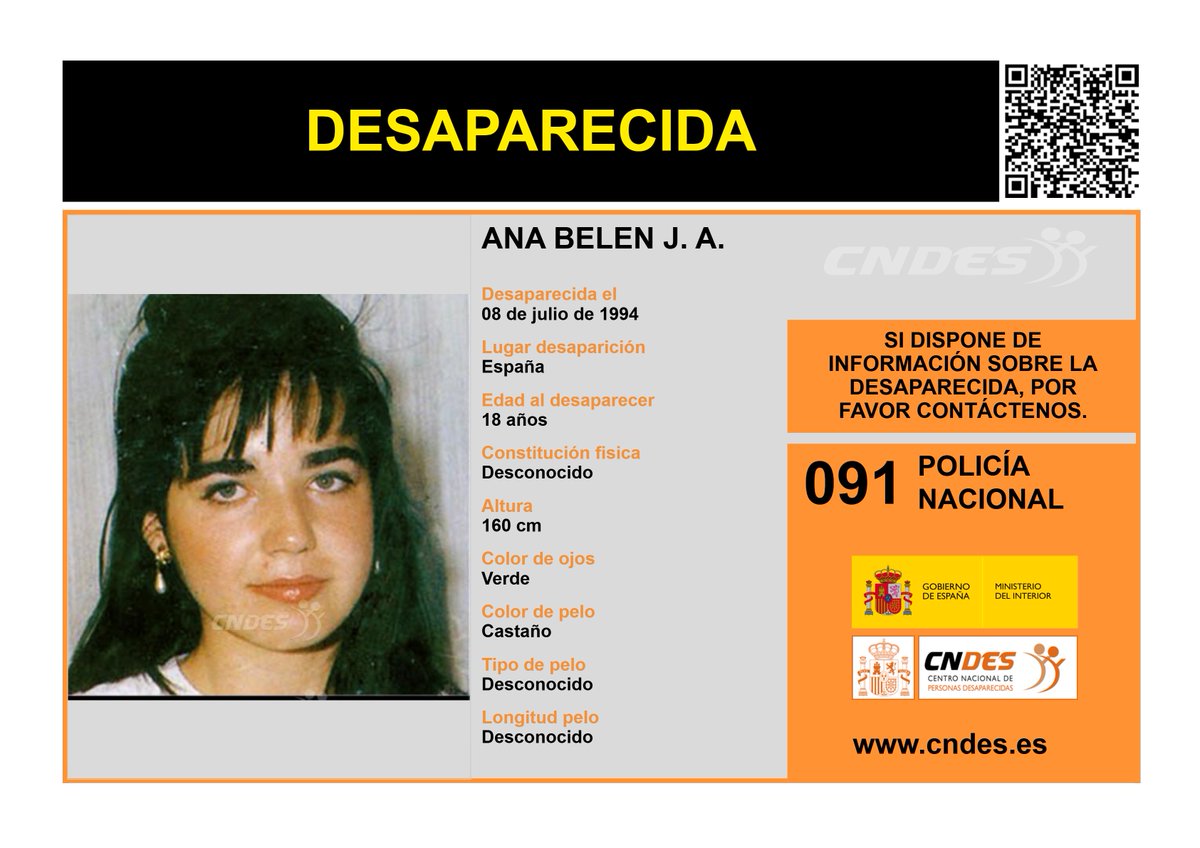 31 AÑOS SIN RASTRO DE ANA BELÉN J.A.

Ana Belén está #desaparecida desde el día 8 de julio de 1994 en #Villarrobledo #Albacete

Hoy más cerca que nunca muy cerca de su familia

#NoLaOlvidamos
#TodoYTodosPorEncontrarla