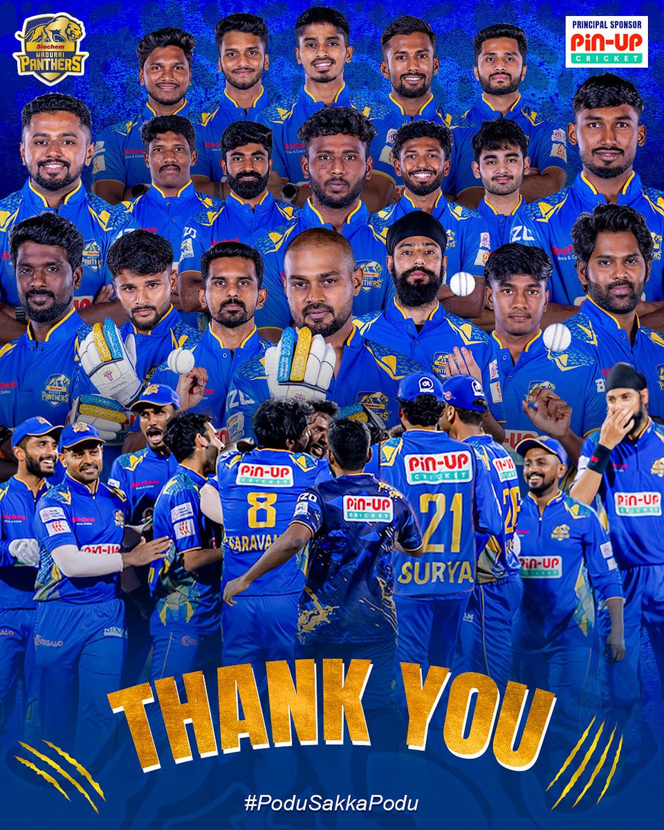 Big love to the Panthers family for standing by us through it all! 🐆🔥🏏

#SiechemMaduraiPanthers #PoduSakkaPodu #TNPL2025
