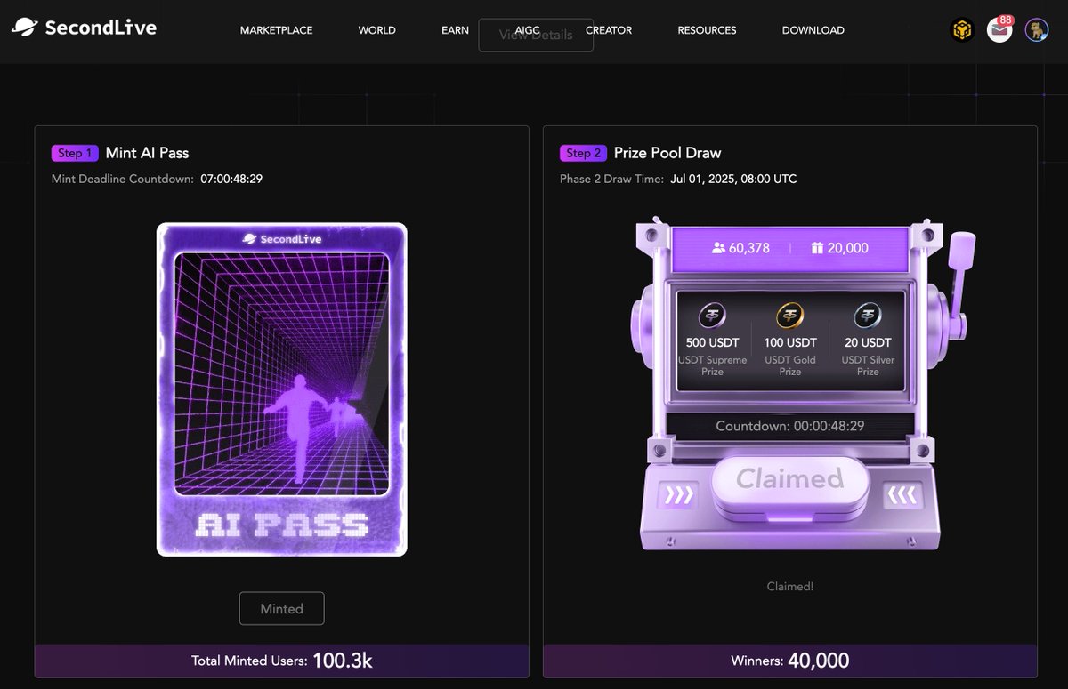 SecondLiveReal's tweet photo. 🔥 Over 100,000 AI Pass NFTs minted!

The AI Metaworld is thriving — and it’s all thanks to you. 🚀✨

Be part of this evolution:
🔗 https://t.co/lGmeER35ps

#SecondLive #AIpass #Web3AI #AIMetaworld https://t.co/DueaTOQUOz