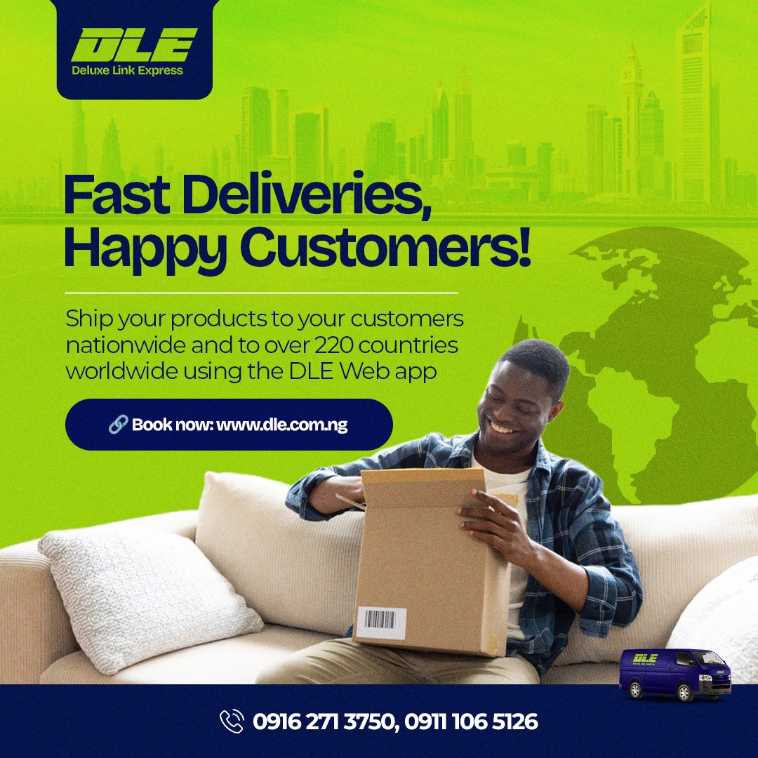 DLE_Nigeria's tweet photo. Sell anywhere.
Deliver everywhere.
Make your customers happy every time.
With DLE, e-commerce delivery is fast, secure & global π
Start now π Click the link in our bio
#EcommerceNG #DLERunsIt #ShipWorldwide #FedExPartner https://t.co/BHuFKBXlin