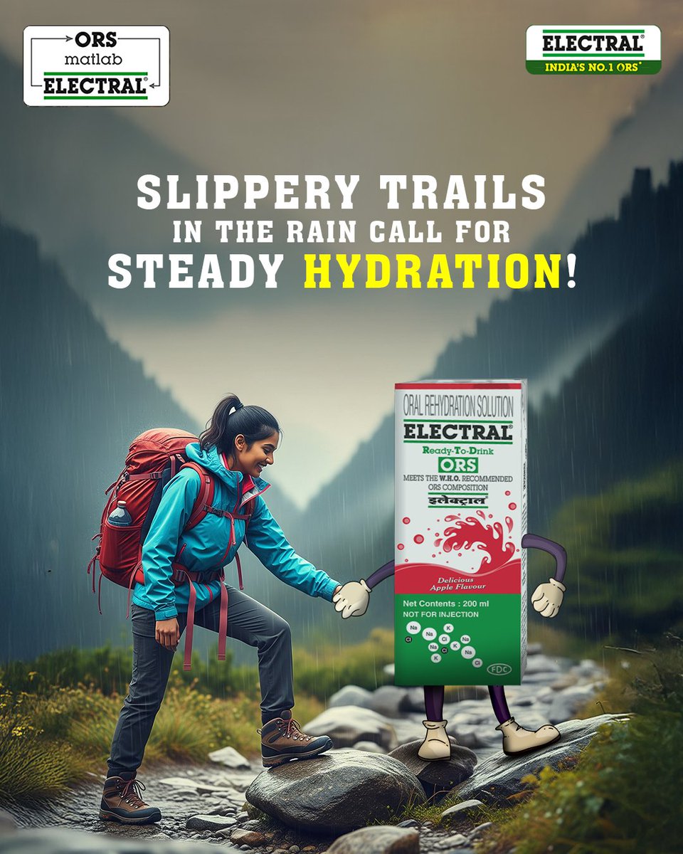 electralofc's tweet image. Don’t let the rain fool you. Your body still needs hydration, even on cooler, cloudy days.

Because even in the monsoons, dehydration hides in plain sight.
Stay ready, stay hydrated with Electral.

#ORSmatlabElectral #HydrationMatters #ElectralForIndia #MonsoonHydration