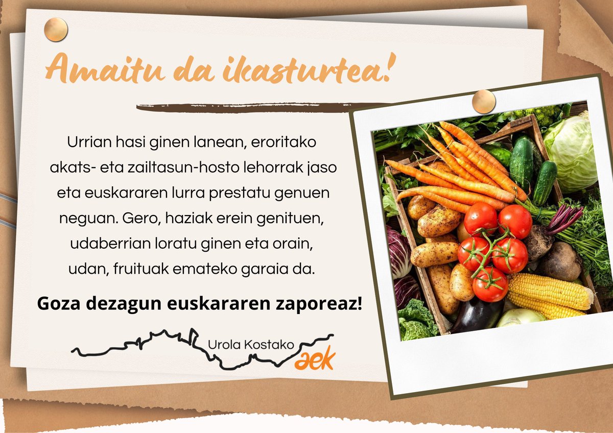 Amaitu da ikasturtea! Euskaltegia itxiko dugu, baina euskarari aterik itxi gabe. Eskerrik asko ikasle, mintzalagun eta herritar orori emandako urteagatik!
Irailean itzuliko gara matrikulazioarekin. Uda ona pasa eta gozatu euskaraz!
#EuskaraErosoBizitzeko #AEK #euskaraZUzara