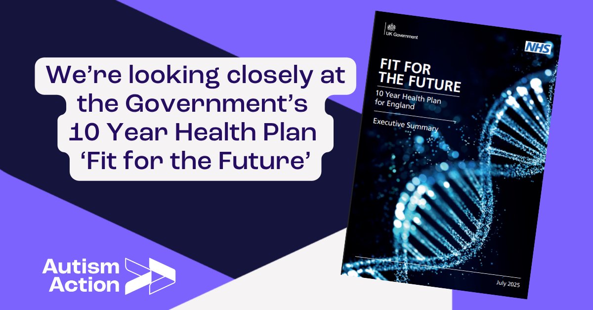 _AutismAction's tweet image. We're looking closely at the Government's 10 year Health Plan 'Fit for the Future'.
It is vital that all services meet autistic people's needs so they are no longer excluded from basic healthcare.
Innovations in technology, such as the NHS app, must make healthcare easier - not…