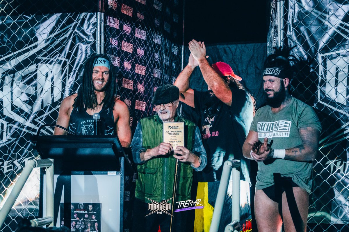 Such an honour to present the legend George Julio his <a href="/PWDownundercom/">PWDownunder.com</a> Pioneer Award. 

George has done so much for Pro Wrestling in this country and ourselves personally. 

Incredibly humbled to have this honoured on our show, and be lucky enough to be the ones to induct him.