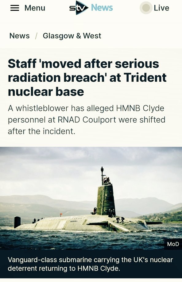 happymonkey1874's tweet image. England's crumbling Trident nuclear system is rotting away in Scotland’s backyard, risking lives we never agreed to gamble!
We don’t want nukes on the Clyde. We never voted for this!
🛑 Scotland deserves safety, sovereignty, and a nuclear-free future!
#ScottishIndependence