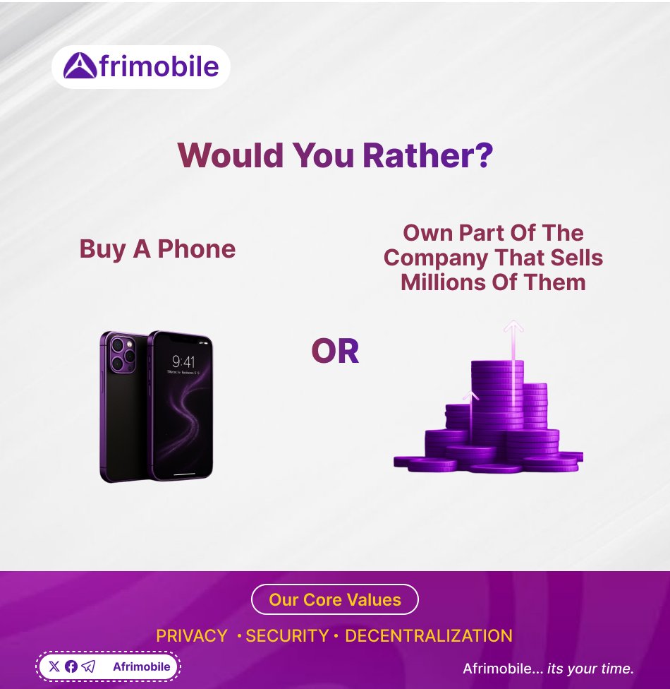 Afrimobilehq's tweet image. 🚀 Unlock Your Future: Become a Smartphone Manufacturer Today!

Would you rather: 
✔️Buy a phone– and just be another customer?  
✔️OWN PART OF THE COMPANY that sells MILLIONS of them?  

🔥Join Afrimobile and become a smartphone manufacturer with as low as $50!🔥  

#BeTheBoss