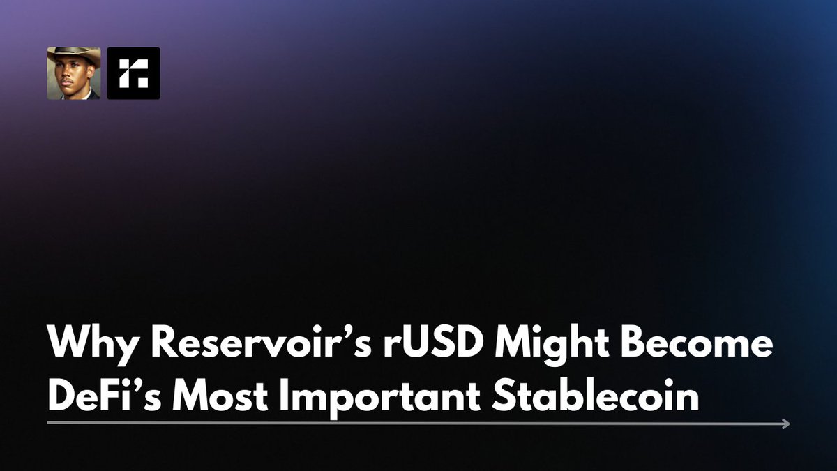 Stablecoins were meant to unlock crypto’s potential.

Instead, they’ve become static, centralized IOUs with hidden tradeoffs, low yields, poor scalability and fragile architecture.

<a href="/reservoir_xyz/">Reservoir</a> is here to fix all that from the ground up, with rUSD.

Let me show you how:🧵🔽