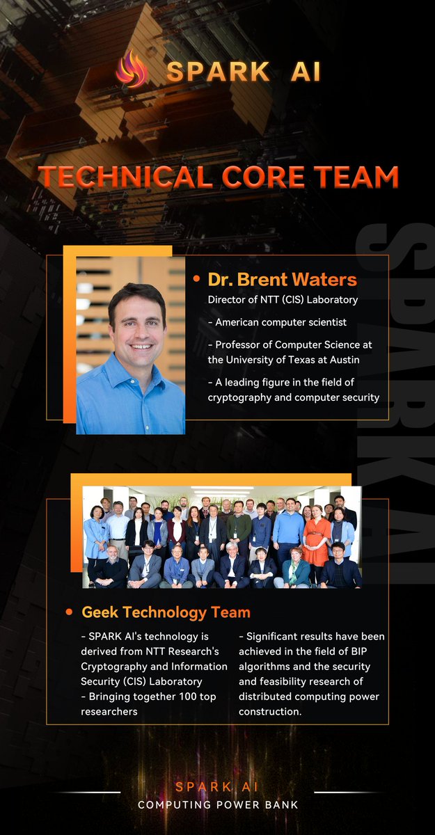 SparkAIPro's tweet image. 🧠 #SPARKAI is powered by world-class minds.
Led by Dr. Brent Waters, a pioneer in cryptography &amp;amp; security, our tech stack is built from the ground up by the best in the game.
Security isn’t a feature — it’s our foundation.
#AI #Web3Infra #CryptoSecurity