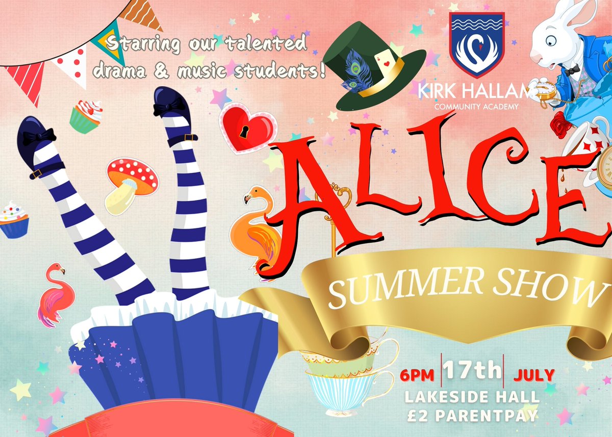 Tickets for the KHCA Summer Show 'Alice!' are now available to purchase on ParentPay! An evening of entertainment performed by our talented drama and music students on Thursday 17th July at 6pm for only £2! #khca #showtime #talent #community